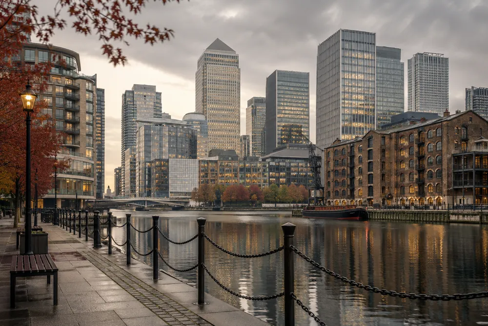Commercial buildings beside the docks in London