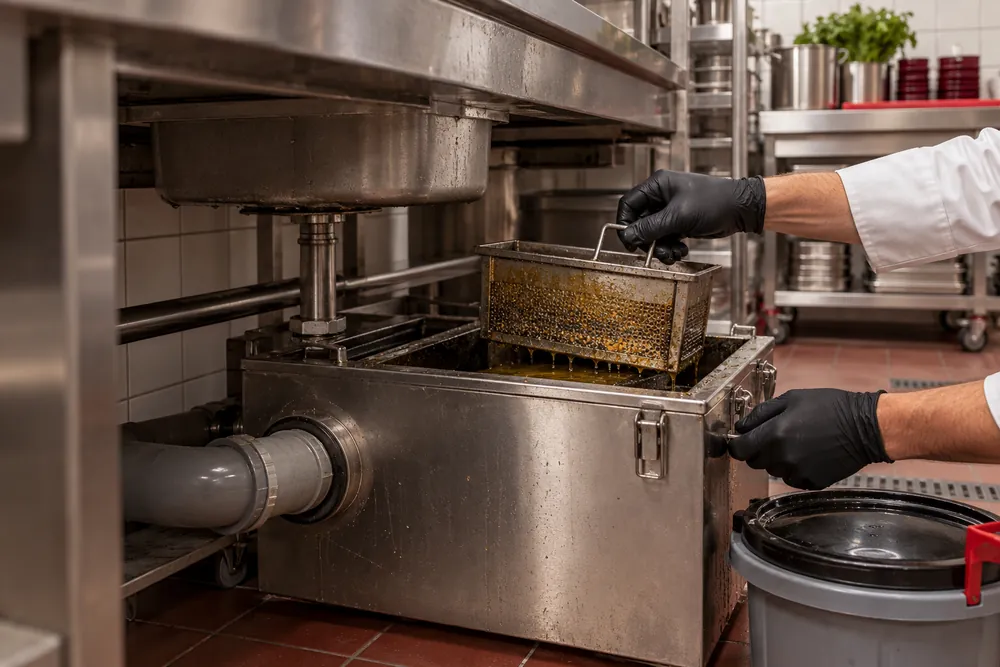 Grease Trap Cleaning equipment at a commercial site
